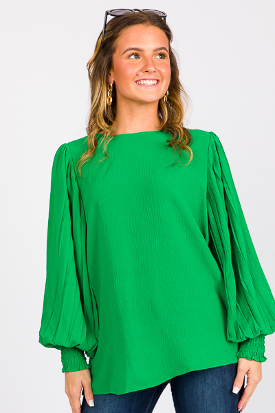 Alys Pleat Sleeve Blouse Kelly Green New Arrivals The Blue Door