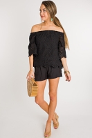 Black Eyelet Off Shoulder :: NEW ARRIVALS :: The Blue Door Boutique