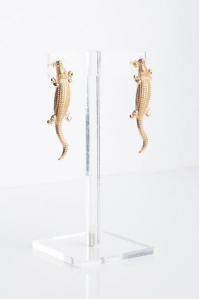 Crocodile Earrings, Gold