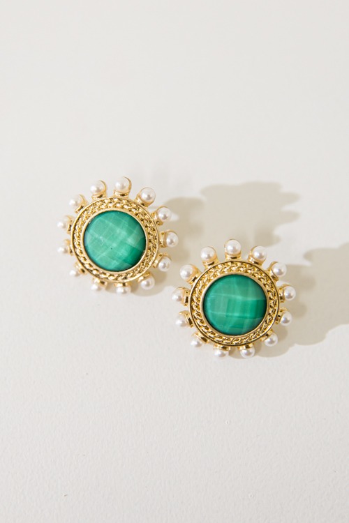 Golden Drop Earring, Green