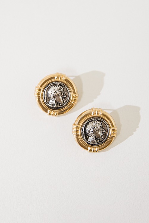 Two-Tone Coin Earring