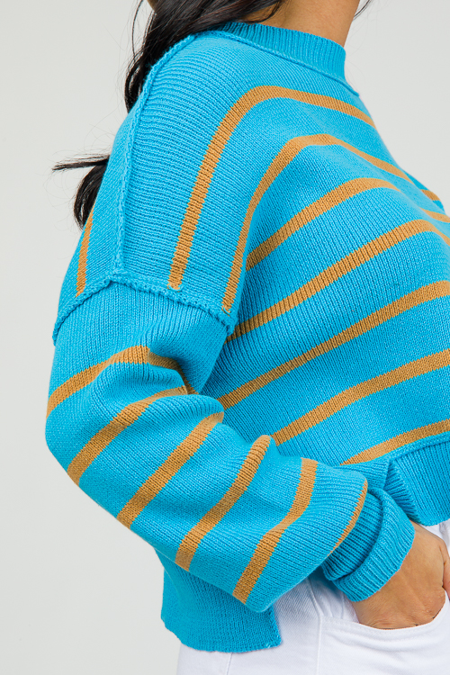 Ollie Stripe Sweater, Sky Blue