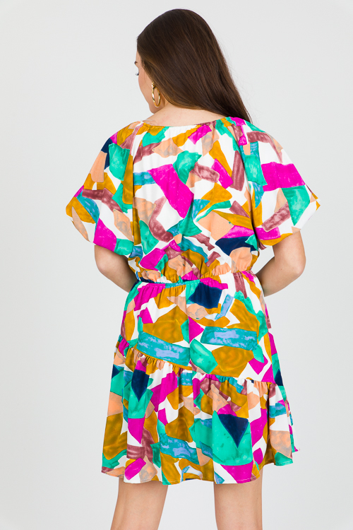 Geo Abstract Dress, Navy Orchid