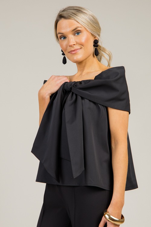 Off Shoulder Bow Blouse, Black - 0103-66.jpg