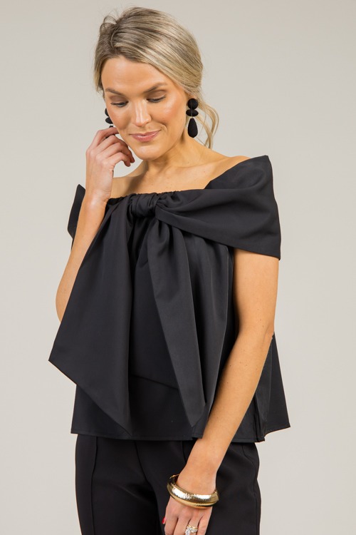 Off Shoulder Bow Blouse, Black - 0103-67.jpg