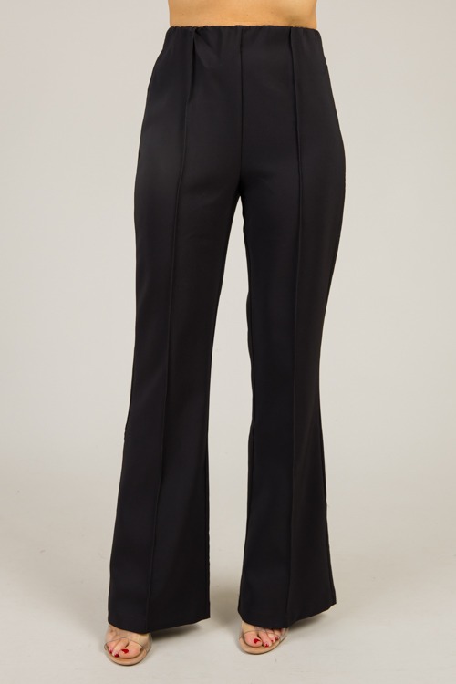 Pull-On Flare Trousers, Black