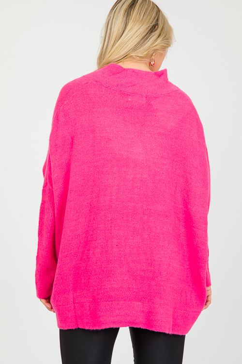 V-Neck Pullover Sweater, Candy Pink