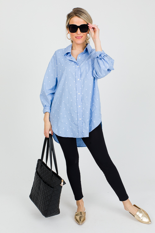 Polka Dot Texture Shirt, Blue/White