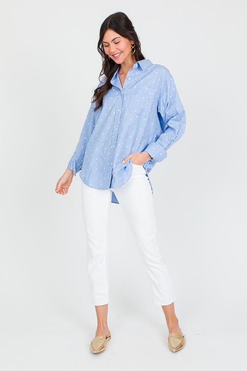Polka Dot Texture Shirt, Blue/White