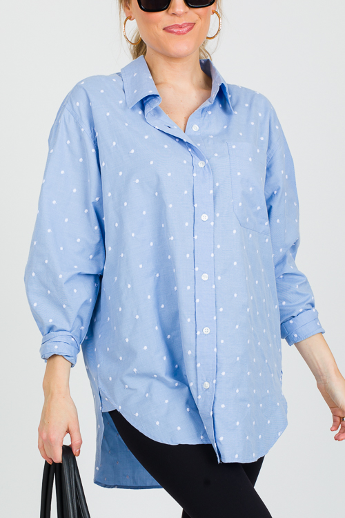 Polka Dot Texture Shirt, Blue/White