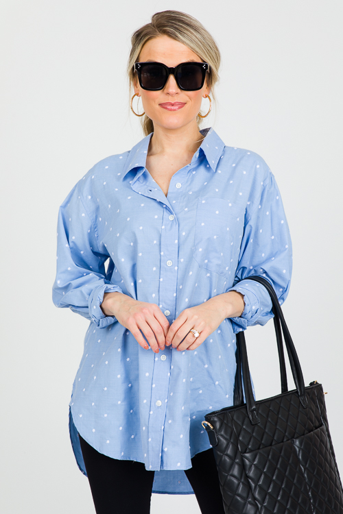 Polka Dot Texture Shirt, Blue/White