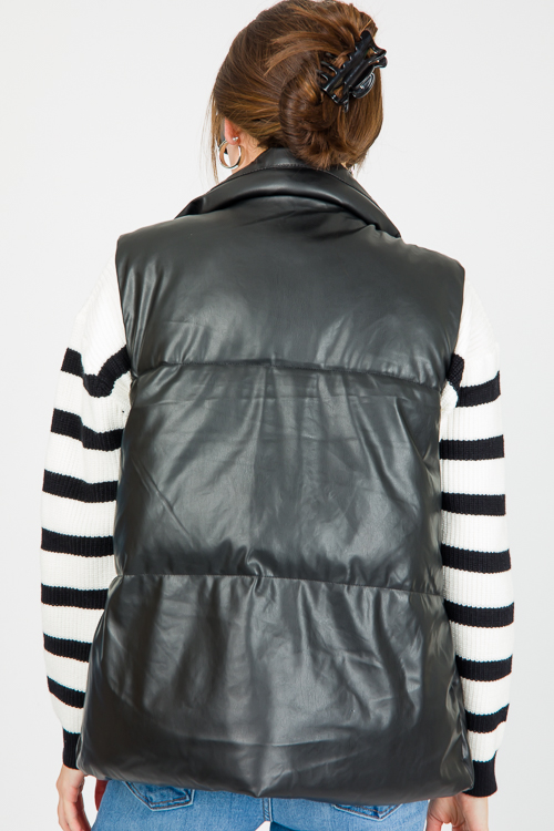 Faux Leather Vest, Black