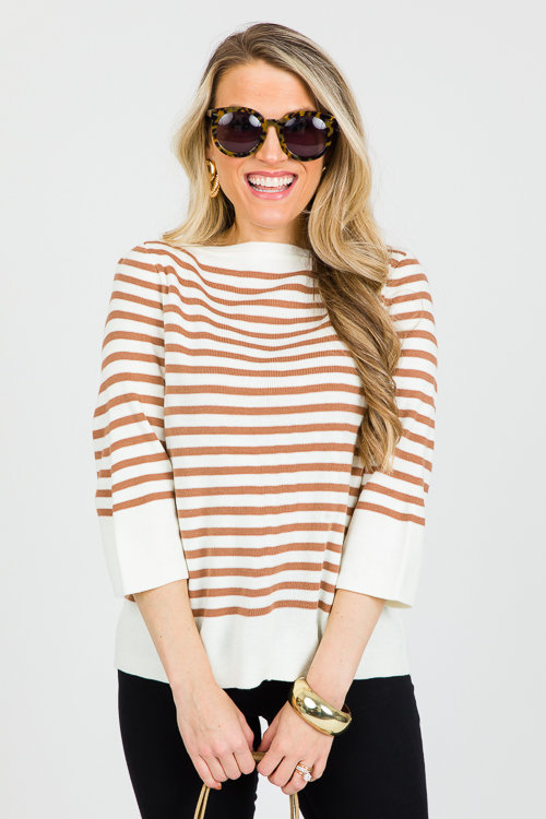 Stripe Boat Neck Sweater, Coco