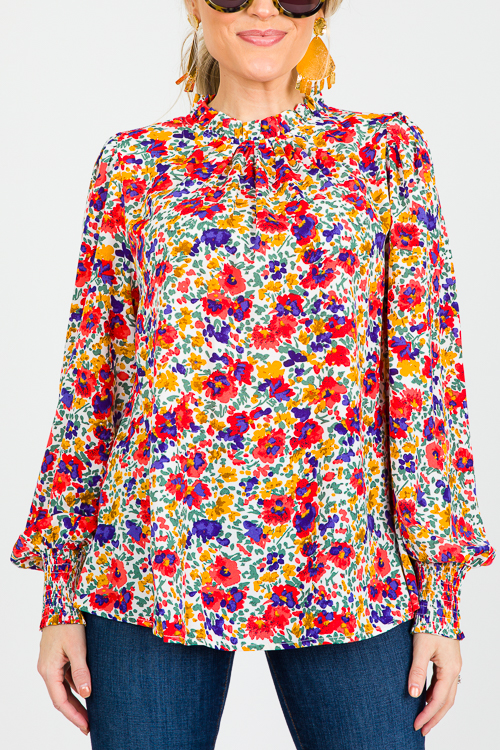 Off White Bold Floral Blouse