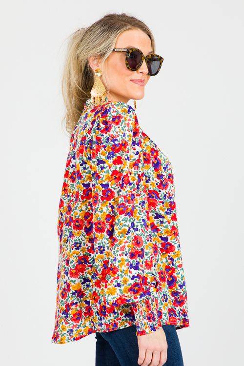 Off White Bold Floral Blouse