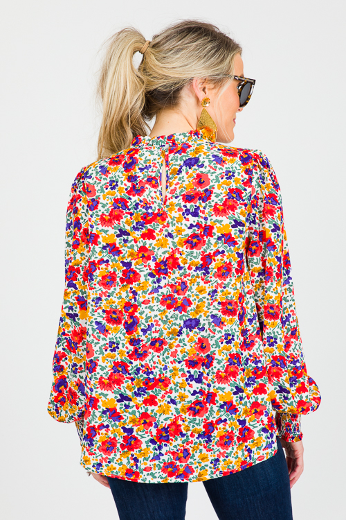 Off White Bold Floral Blouse