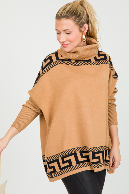 Greek Key Sweater, Camel