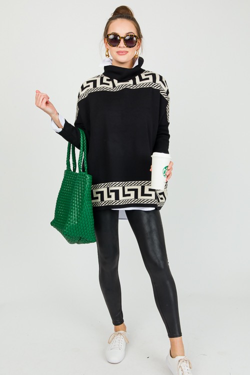 Greek Key Sweater, Black