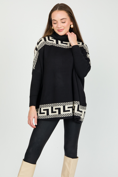 Greek Key Sweater, Black