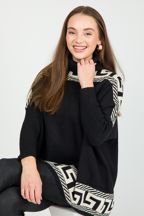 Greek Key Sweater, Black