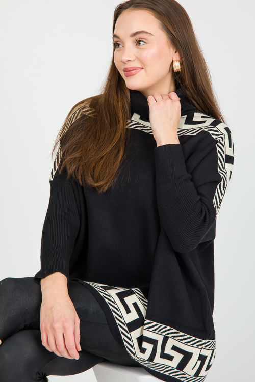 Greek Key Sweater, Black