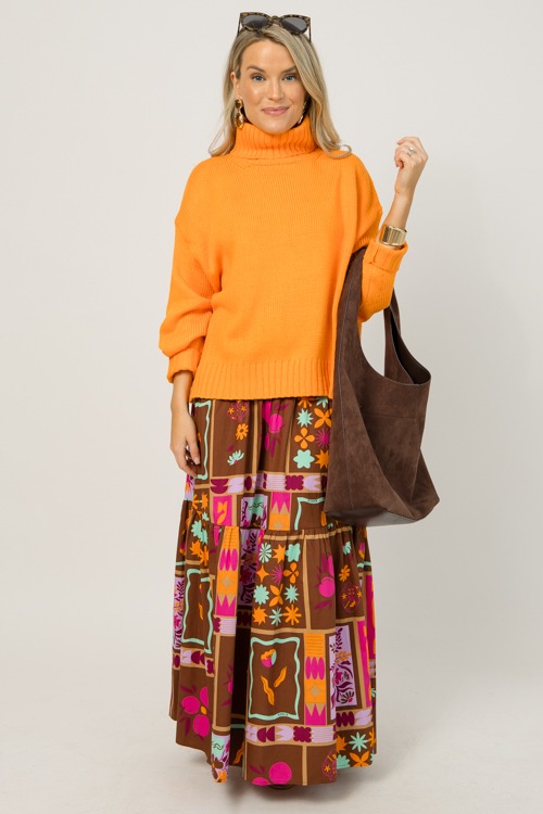 Floral Frame Maxi Skirt, Brown - 0105-23.jpg