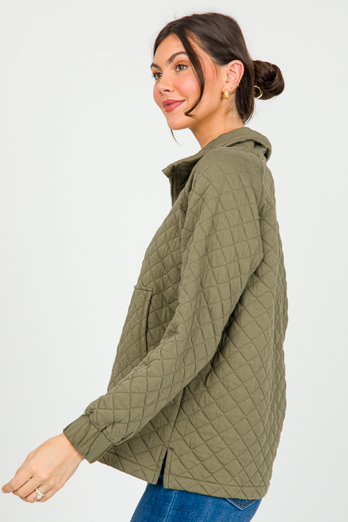 Textured Half Zip, Ivy Green