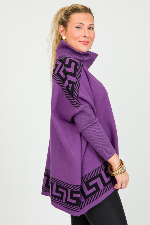 Greek Key Sweater, Purple