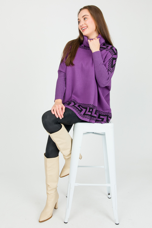 Greek Key Sweater, Purple