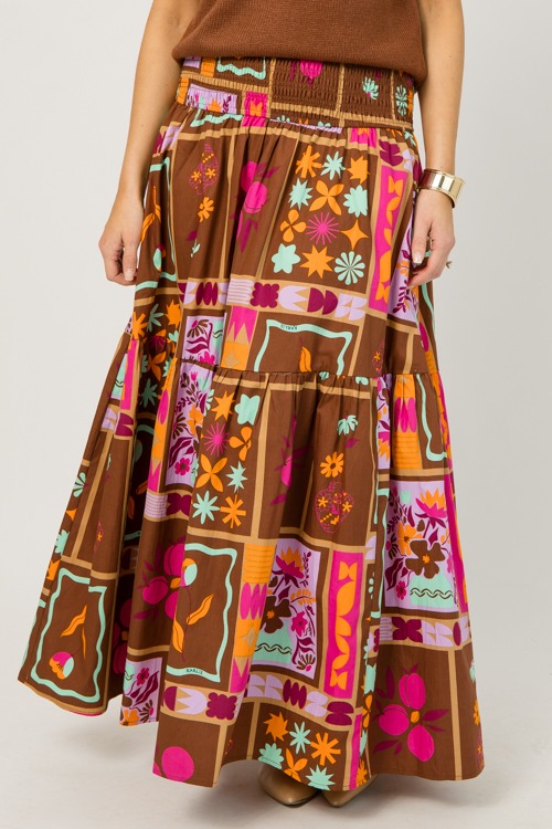 Floral Frame Maxi Skirt, Brown - 0105-3h.jpg