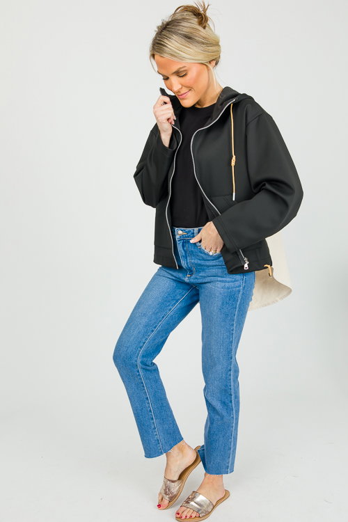 Contrast Zip Jacket, Black - SALE - The Blue Door Boutique