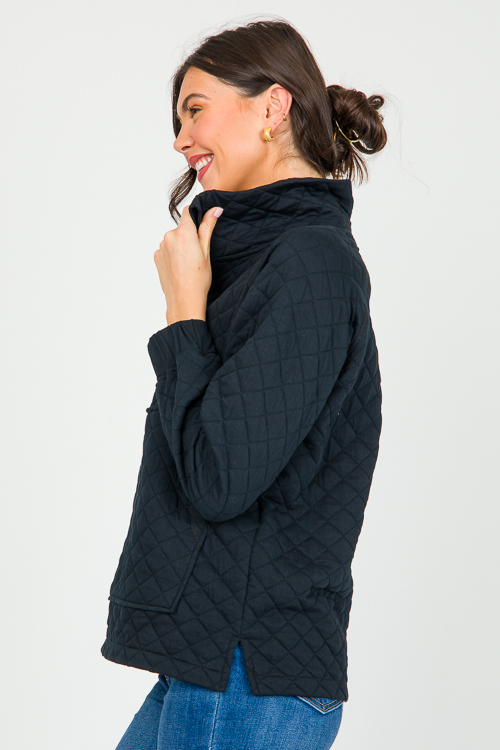 Textured Half Zip, Black