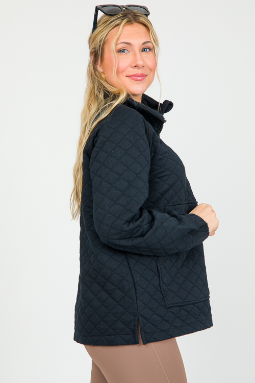 Textured Half Zip, Black