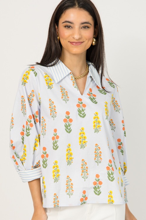 Floral Stripe Trim Top, Powder - 0105-47.jpg