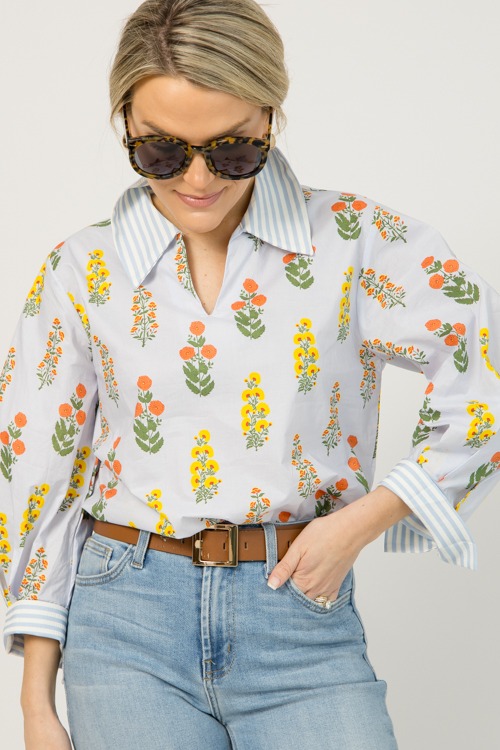 Floral Stripe Trim Top, Powder - 0105-52.jpg