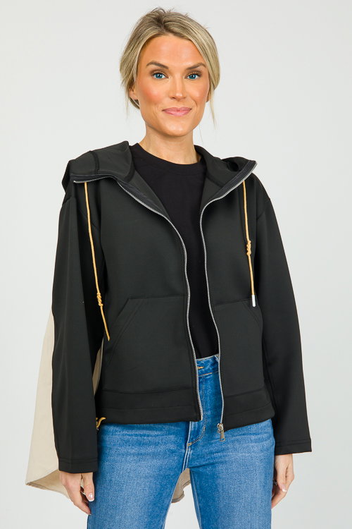 Contrast Zip Jacket, Black - Sale - The Blue Door Boutique