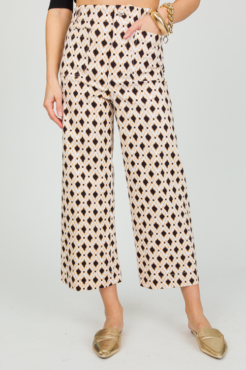 Printed Patch Pocket Pants, Taupe