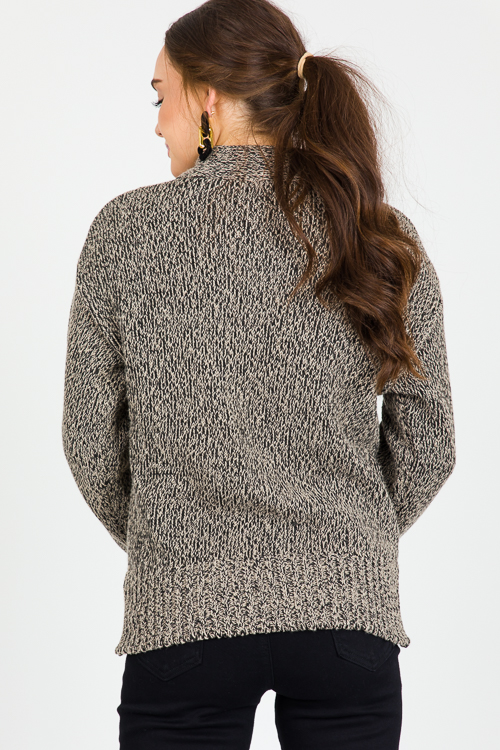 High Collar Cutout Sweater