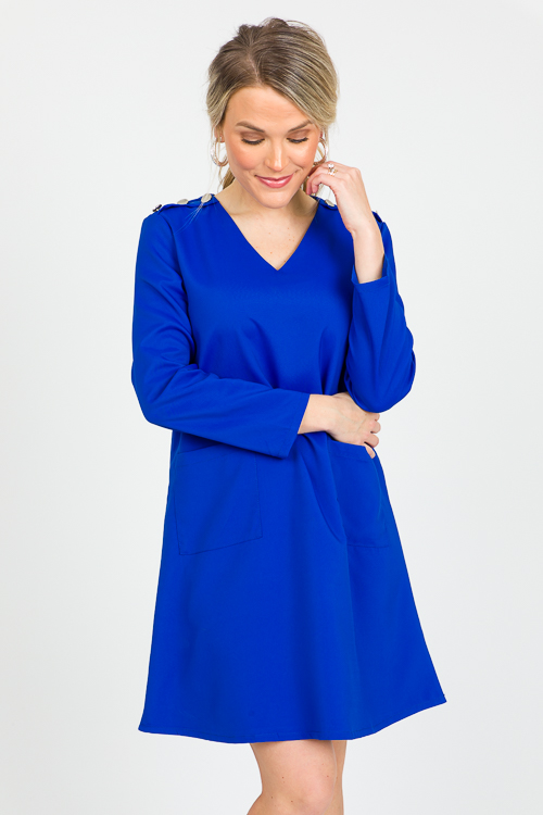 Button Detail Pocket Shift, Royal