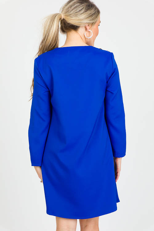 Button Detail Pocket Shift, Royal