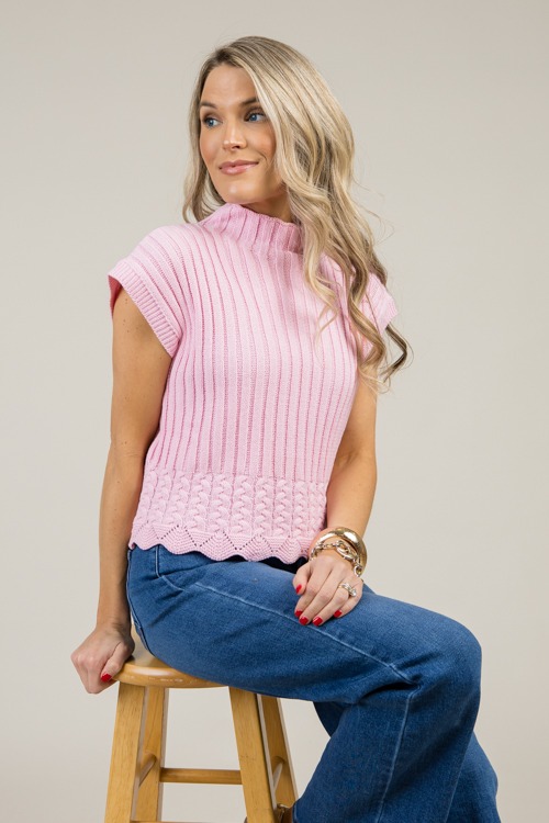 Cable Hem Sweater Vest, Pink - 0106-70.jpg