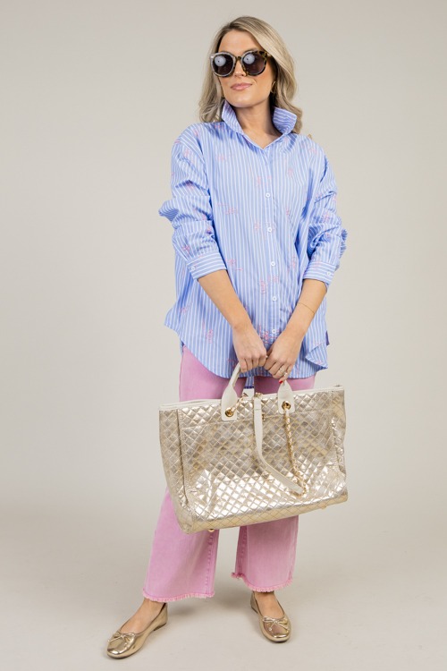 Bow Embroidery Stripe Shirt, Blue - 0106-79.jpg