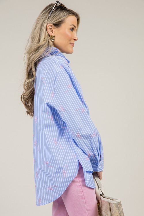 Bow Embroidery Stripe Shirt, Blue - 0106-80.jpg