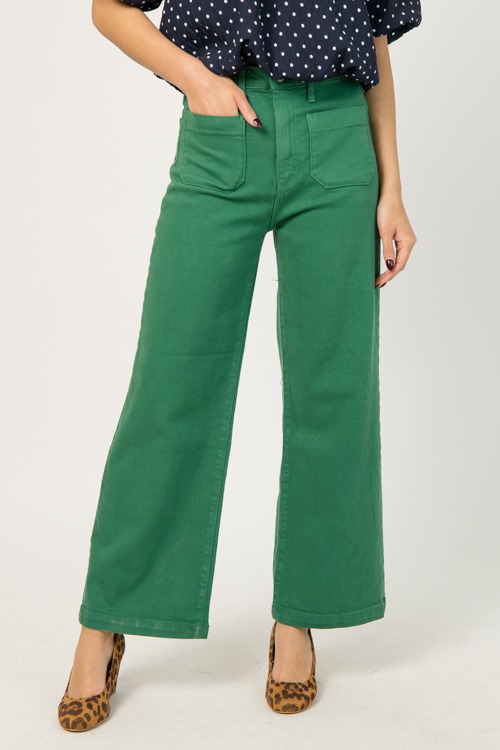 Patch Pocket Wide Leg Jeans ,Green - 0106-95.p.jpg