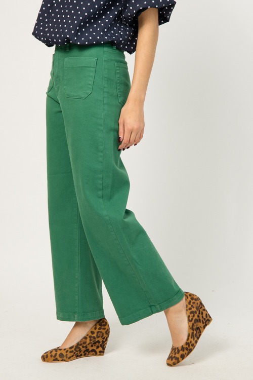 Patch Pocket Wide Leg Jeans ,Green - 0106-97.jpg