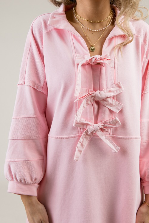 Triple Tie Sweatshirt Dress, Pink - 0106-9h.jpg