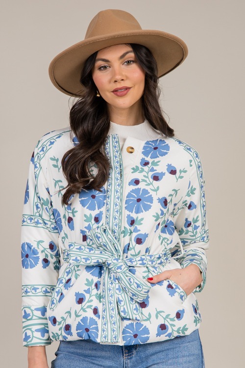 Belted Floral Button Jacket, Blue - 0107-63.jpg