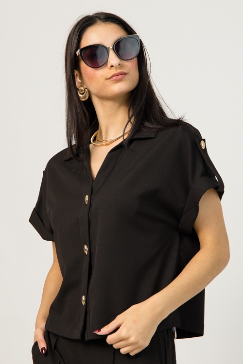 Gold Button Blouse, Black - 0107-65.jpg