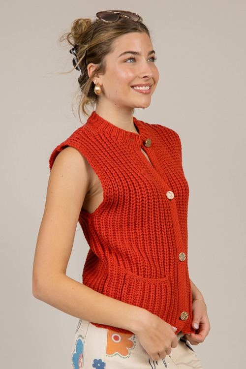 Button Sweater Vest, Red Orange - 0108-11.jpg