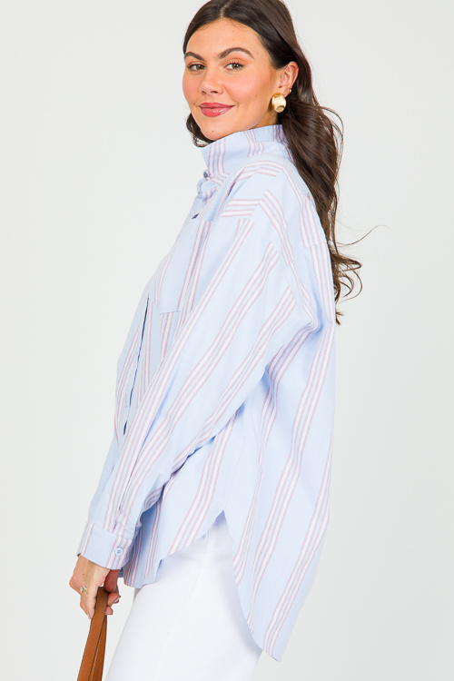 Lois Stripe Shirt, Blue
